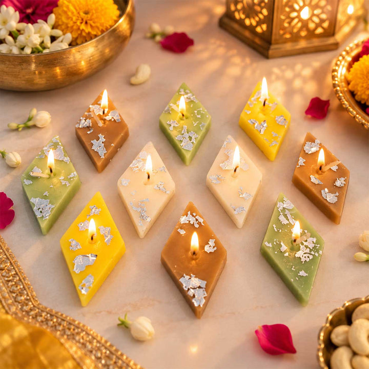 12 pc | Handmade Kaju Katli Mithai Vanilla Scented Soy Wax Candle