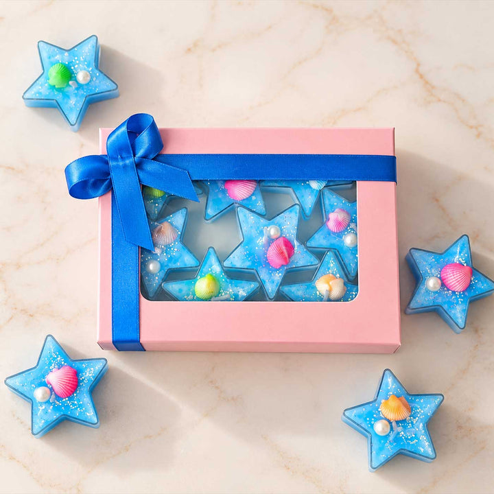 8 pc | Handmade Ocean Star Scented Soy Wax Tealight Candle With Seashell & Pearl