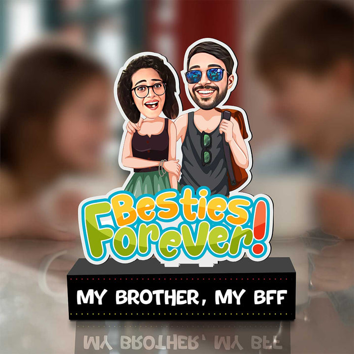 Photo Personalized Printed Besties Forever Acrylic Caricature Cutout With Stand