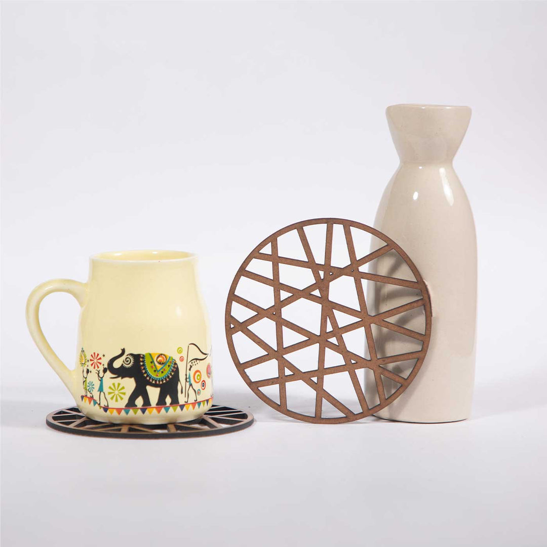 Web Pattern Sleek MDF Coaster Set  | Set of 6