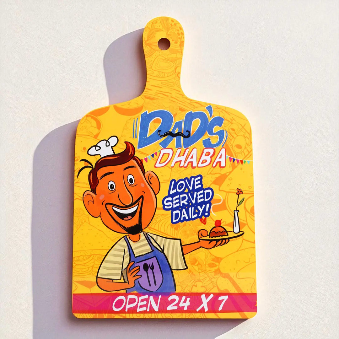 Printed Dads Dhaba Theme MDF Wood Wall Decor