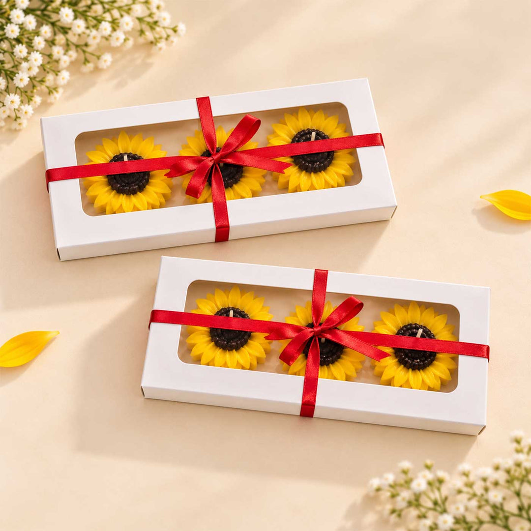 3 pc | Handmade Sunflower Mogra Scented Soy Wax Floating Candle