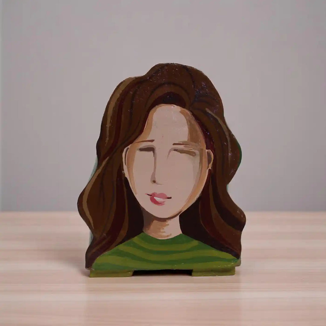 Customized Hand-Painted Lady Caricature Theme Terracotta Planter