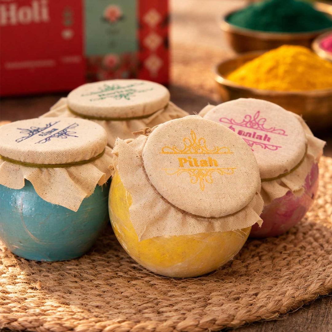 4 Pc | Eco-Friendly Organic Toxin Free Holi Colours | Packed in Matkas