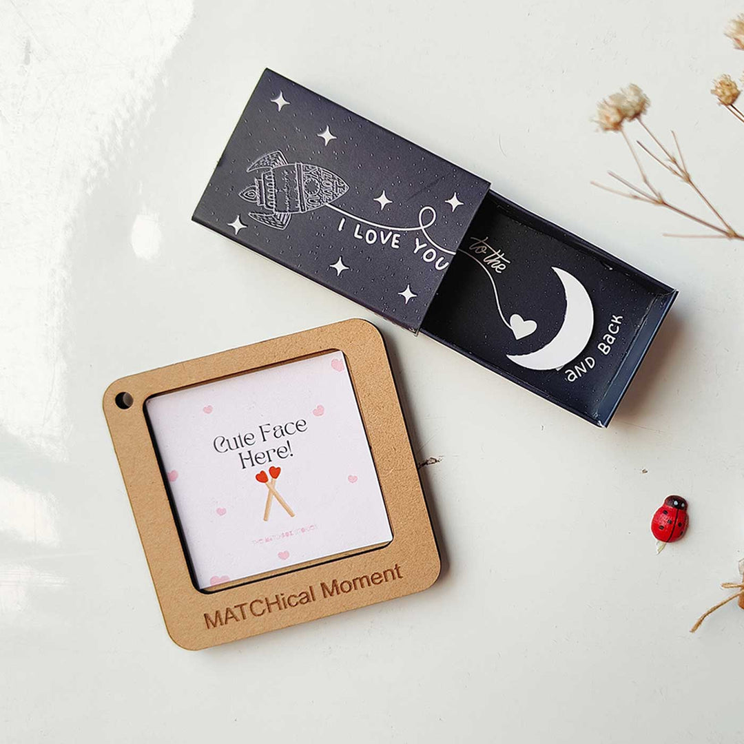 2 Pc | Photo Personalized Frame Magnet & Moon & Back Mini Love Box Magnet | Valentine’s Gifting