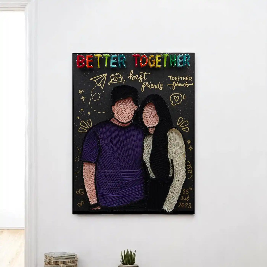 Photo Personalized Handmade String Art Best Friends Theme MDF Wood Decorative Plaque