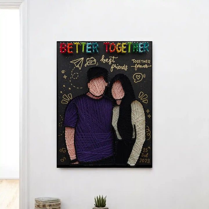 Photo Personalized Handmade String Art Best Friends Theme MDF Wood Decorative Plaque
