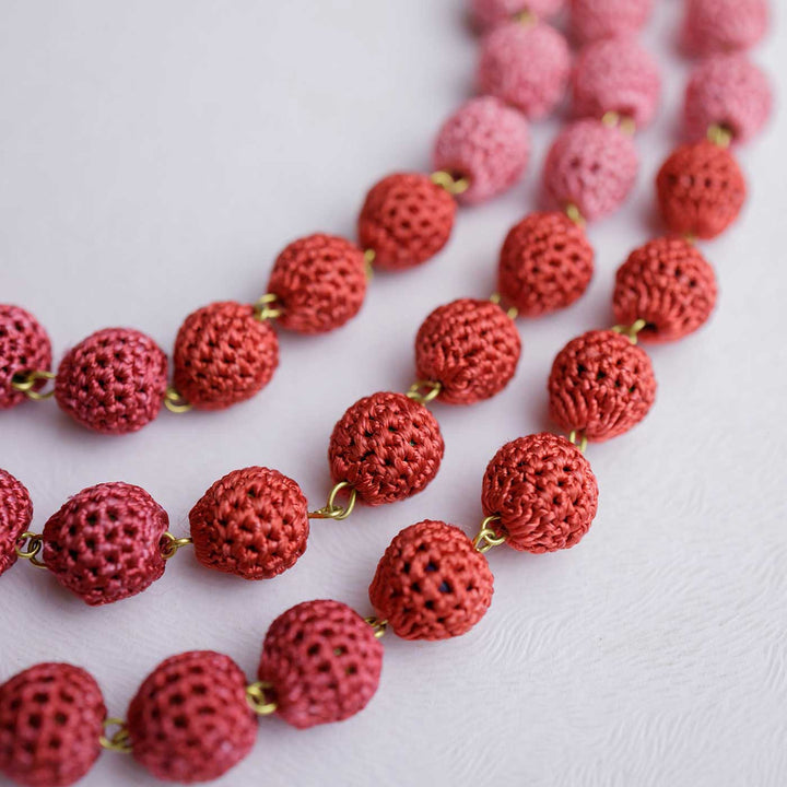 Handmade Crochet Coral Mausam Necklace