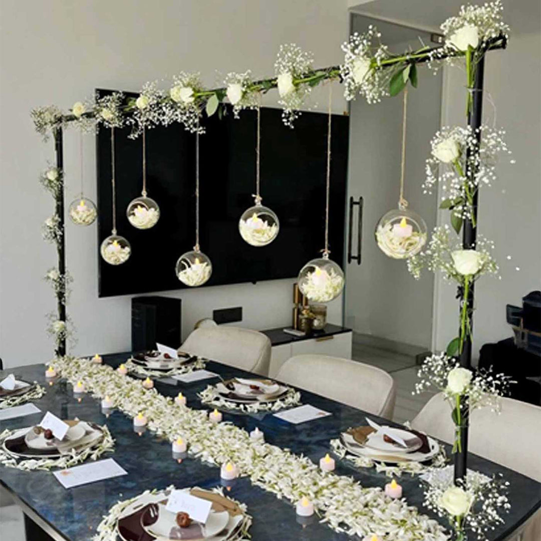 Glass Ball Table Decor Kit With Adjustable Stand & Jute Strings