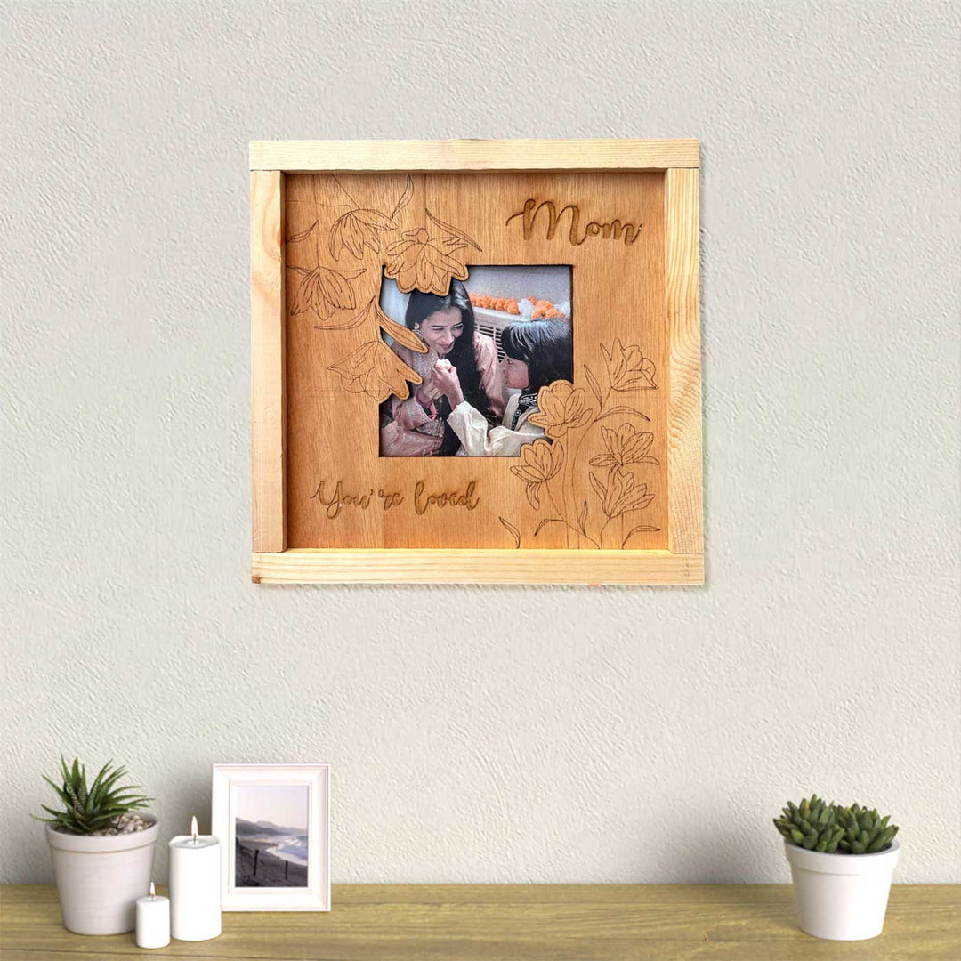 Photo Personalized "Mom- You're Loved" Wooden Decorative Plaque For Mothers