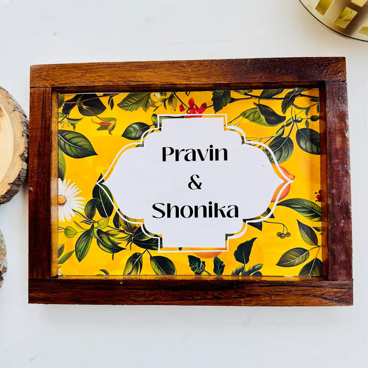 Yellow Garden Personalized Framed Rectangle Resin Name Plate
