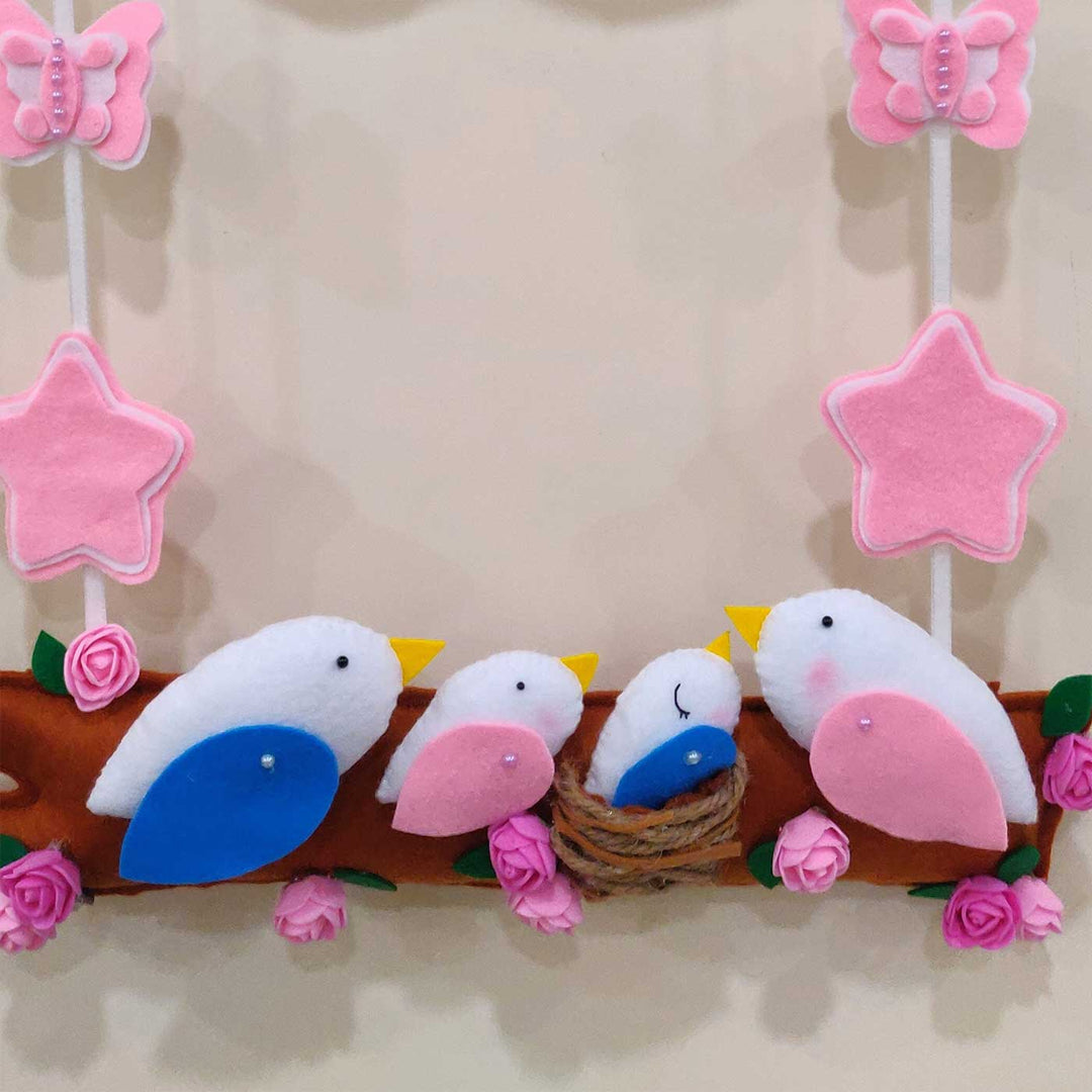 Personalized Handmade Bird Family Theme Felt Kids Name Plate