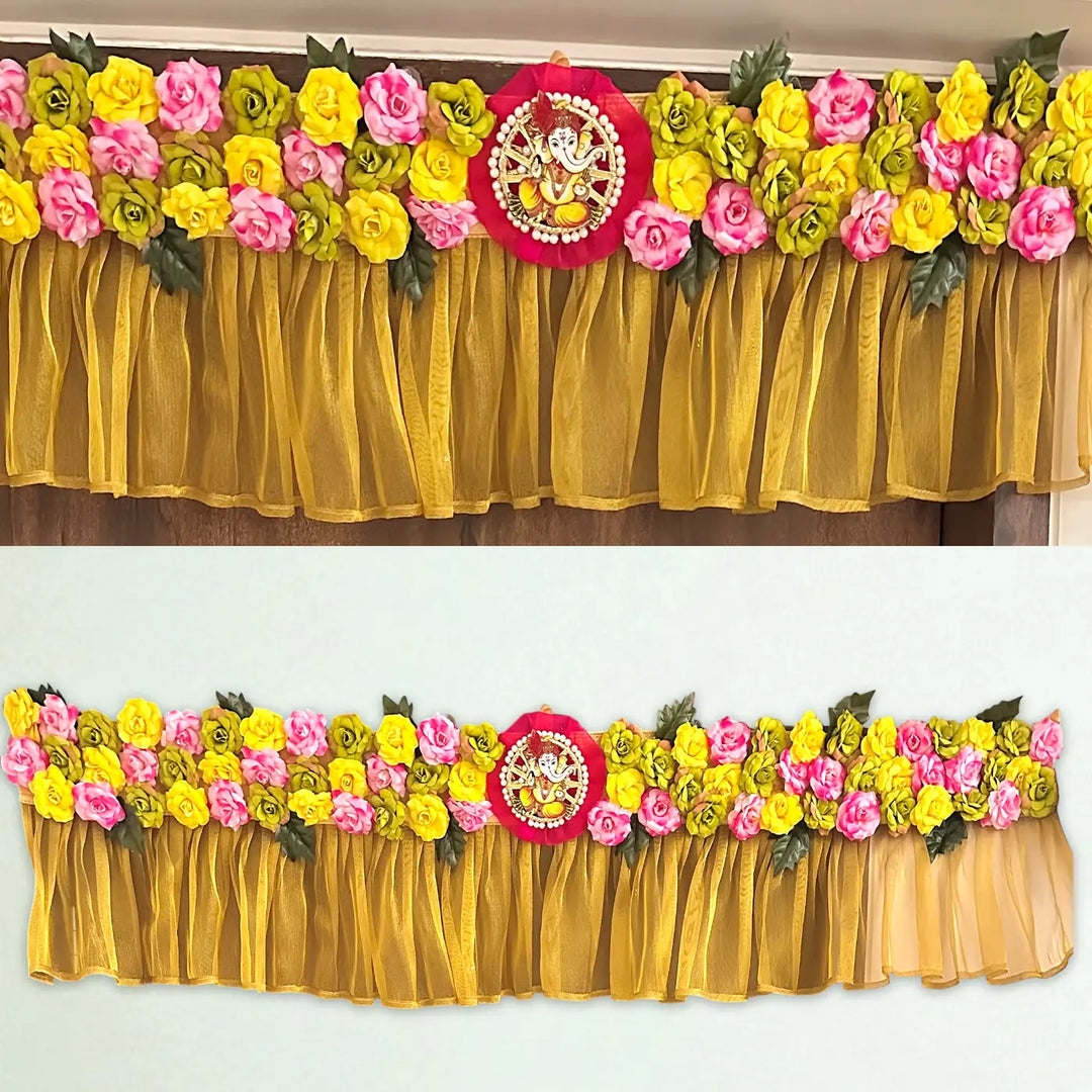 40 In | Handmade Multicolor Floral Ganesha Toran