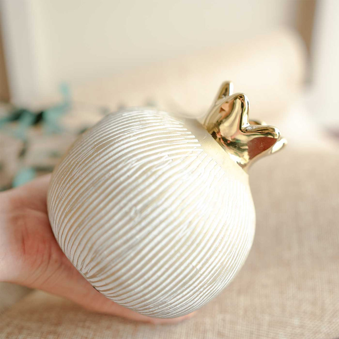 Handmade Pomogranate Jewel Beige Porcelain Vase