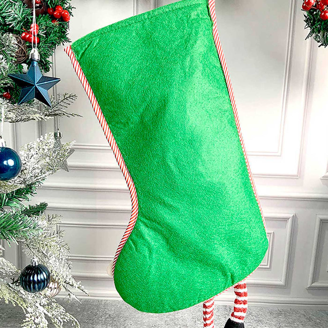 Handmade Velvet Glitter Santa Woolen Stockings For Christmas Decoration