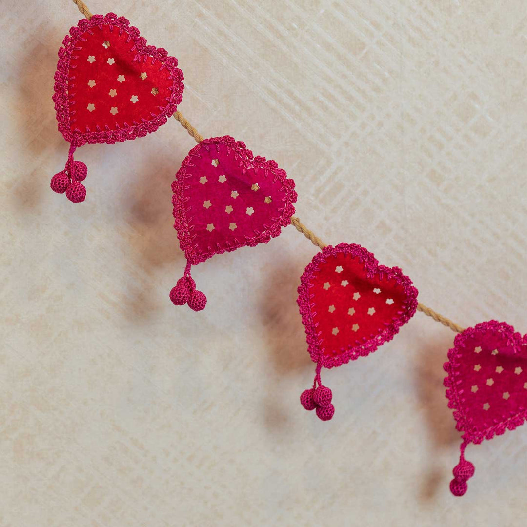 Handmade Crochet Red Heart Ful Of Love Bunting