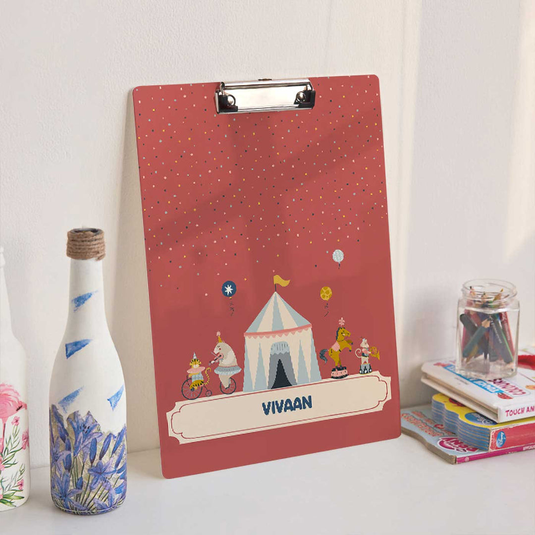 Personalized Animal Circus Theme Acrylic Clipboard