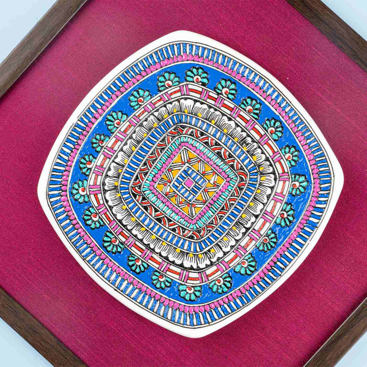 Handpainted Ceramic Wall Plate With Frame