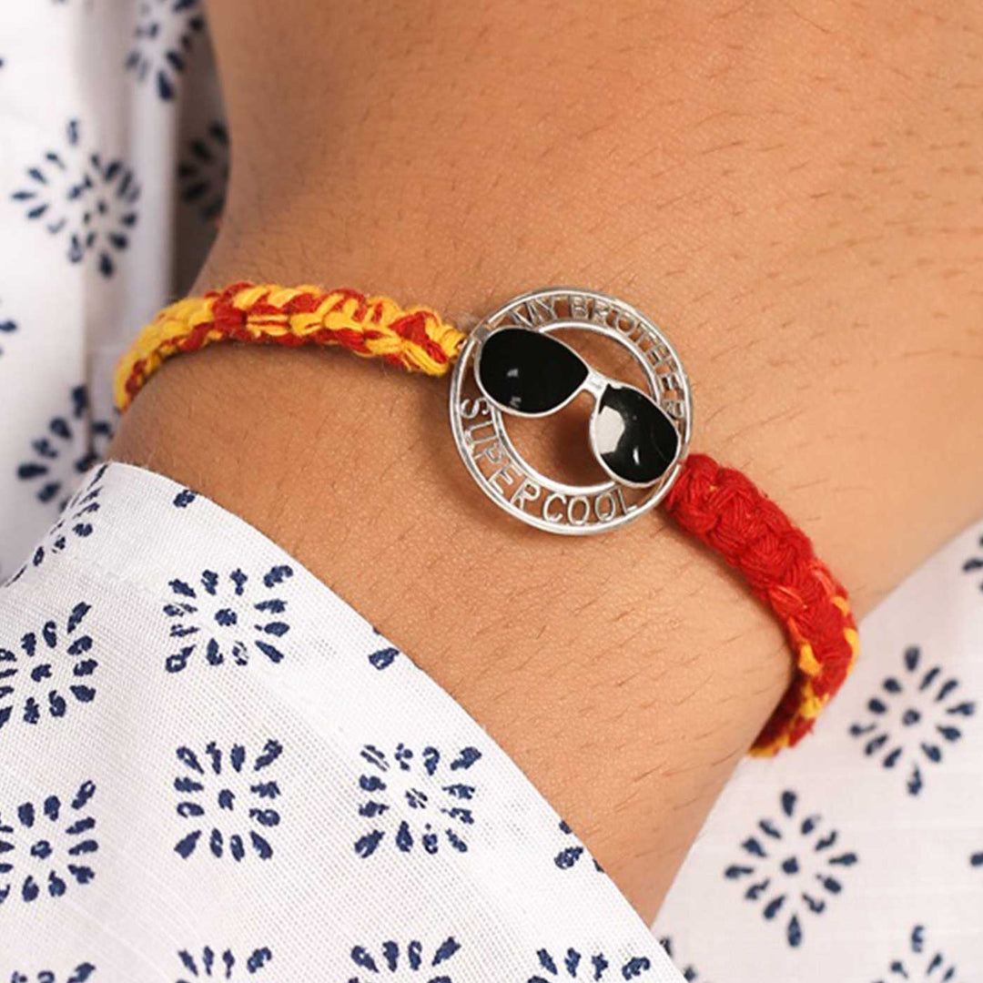 Handmade Super Cool Design Silver Rakhi For Brother - Worn on Wrist