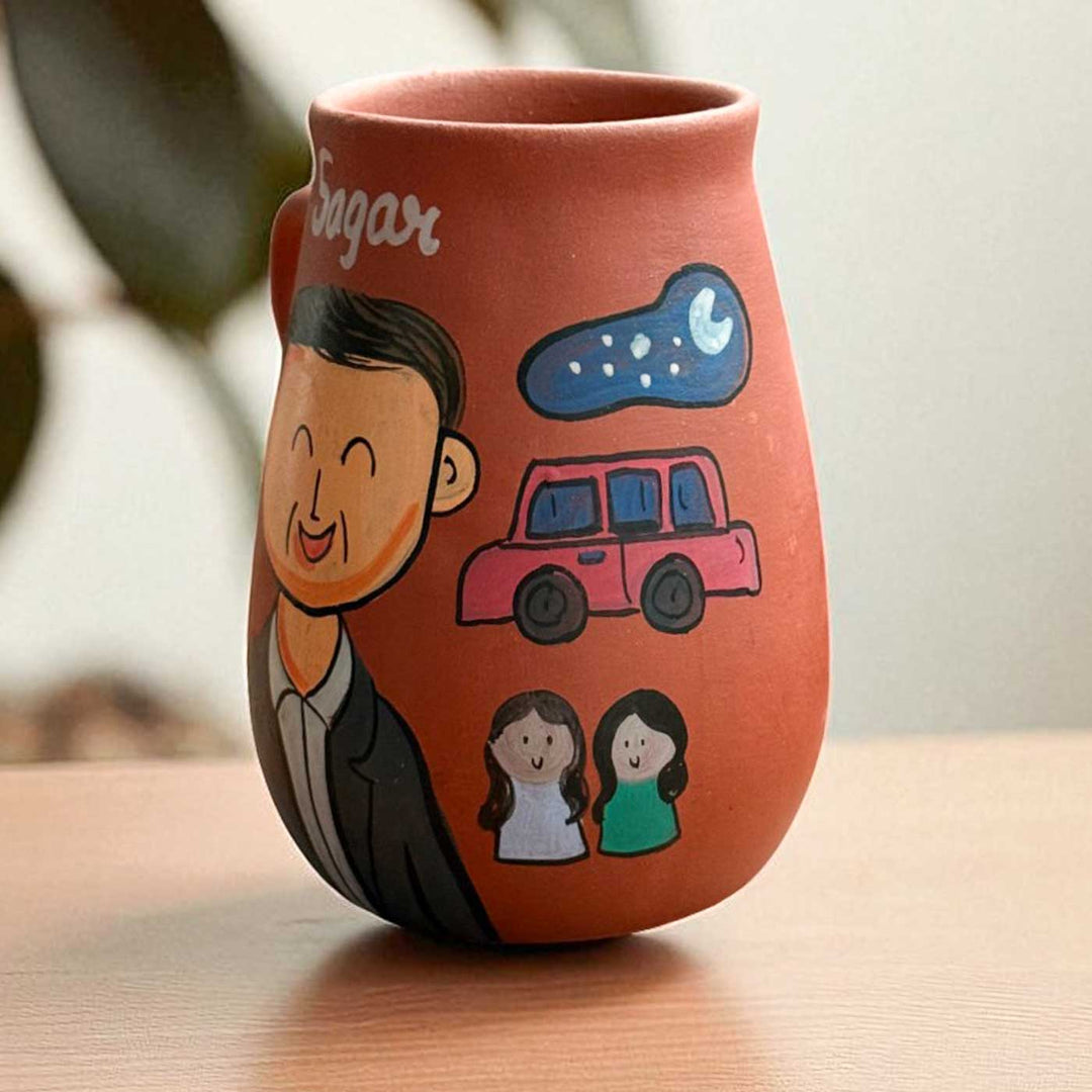 Handpainted Photo Personalized Hobby Theme Clay Mug With Doodles