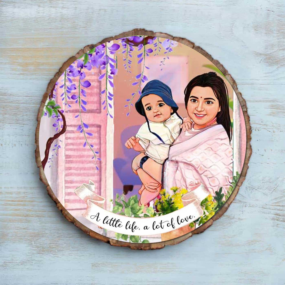 Photo Caricature Bark Nameplate With Stand Copy 1 - Front View with Personalized Illustration