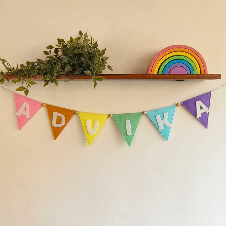 Personalized Handmade Rainbow Theme Triangle Felt Bunting