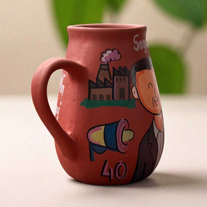 Handpainted Photo Personalized Hobby Theme Clay Mug With Doodles