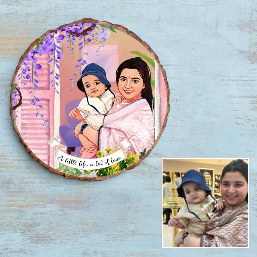 Photo Caricature Bark Nameplate With Stand Copy 1 - Personalization Example with Reference Photo