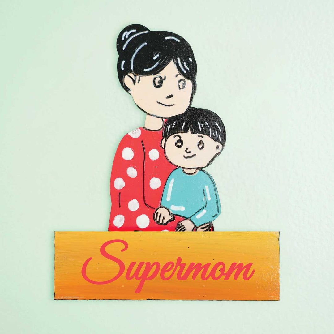 Personalized Mom & Son Theme MDF Wood Fridge Magnet For Mothers