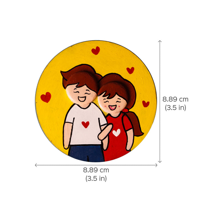 Photo Personalized Pebble Art Couples Magnet With Red Background