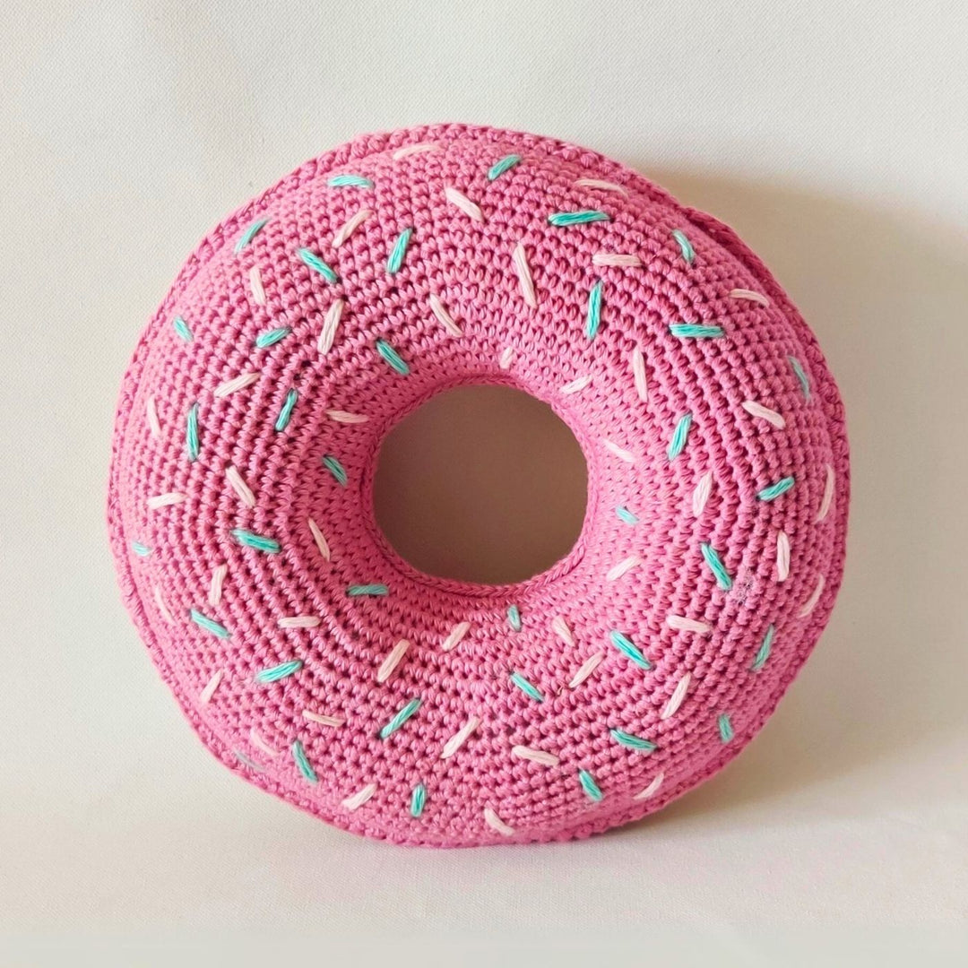 Handmade Crochet Doughnut Cushion for Newborns