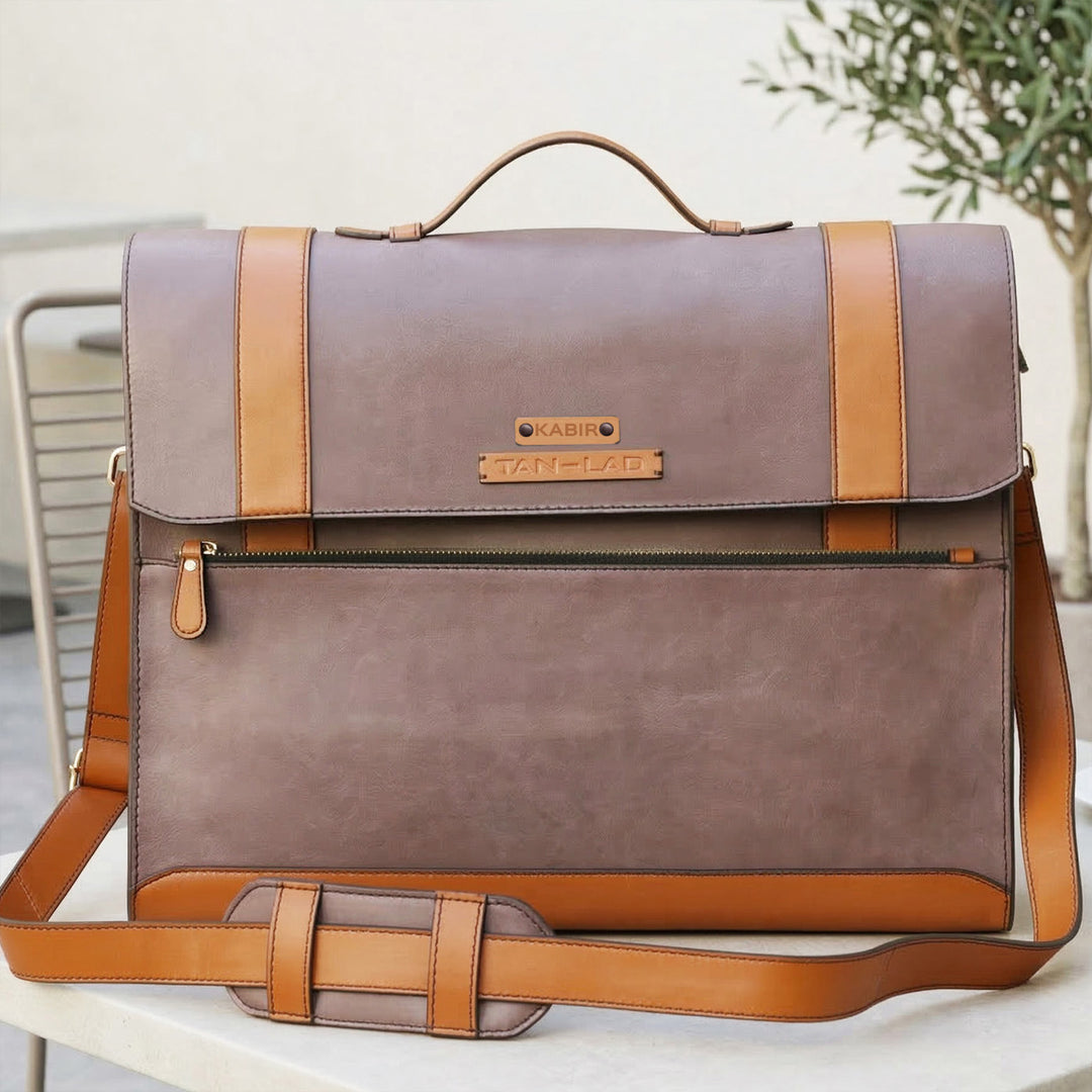 Personalized Purple Basta Leather Briefcase