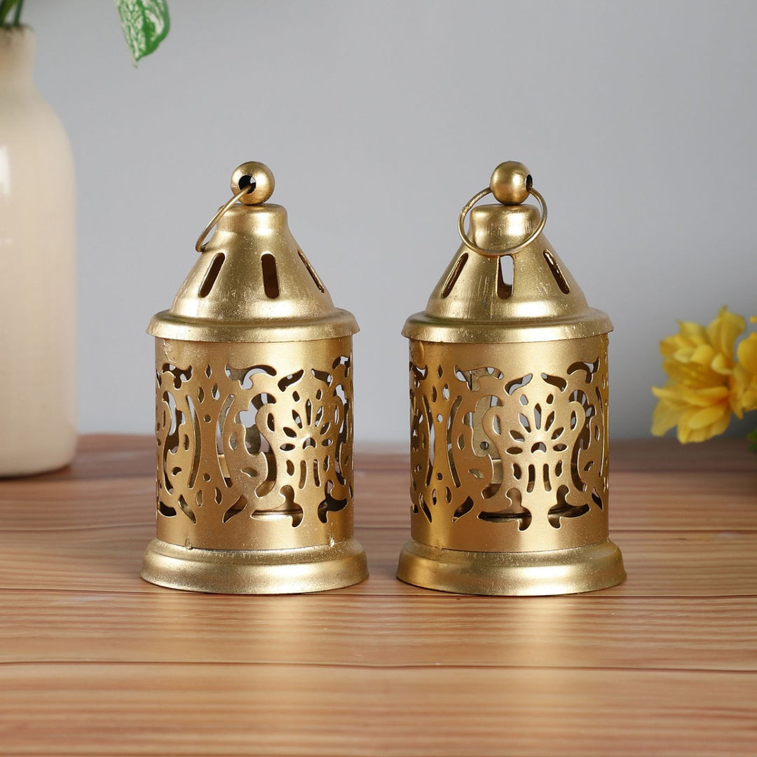Handmade Small Decorative Iron Lantern Tealight Holder | Set Of 2