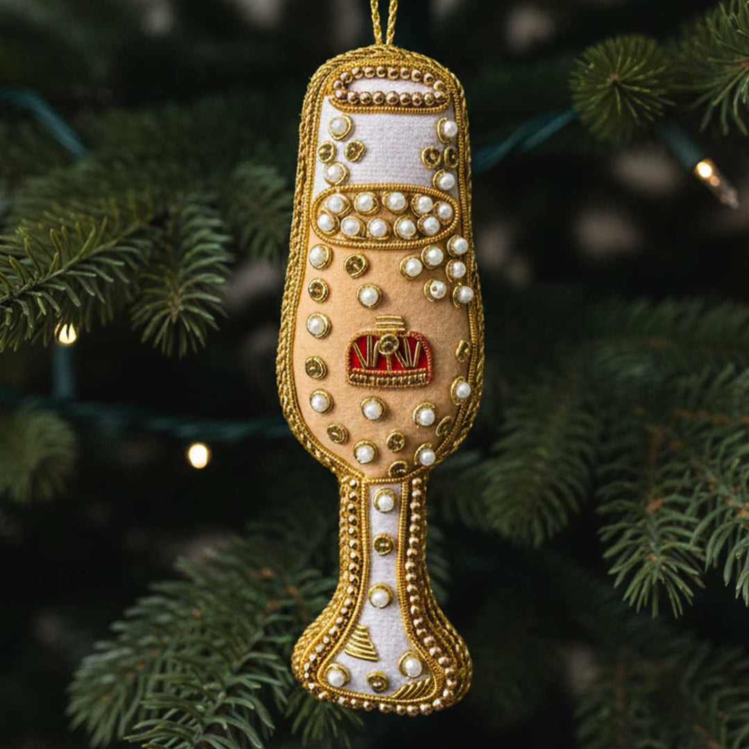 Champagne Flute Premium Zardozi Ornament
