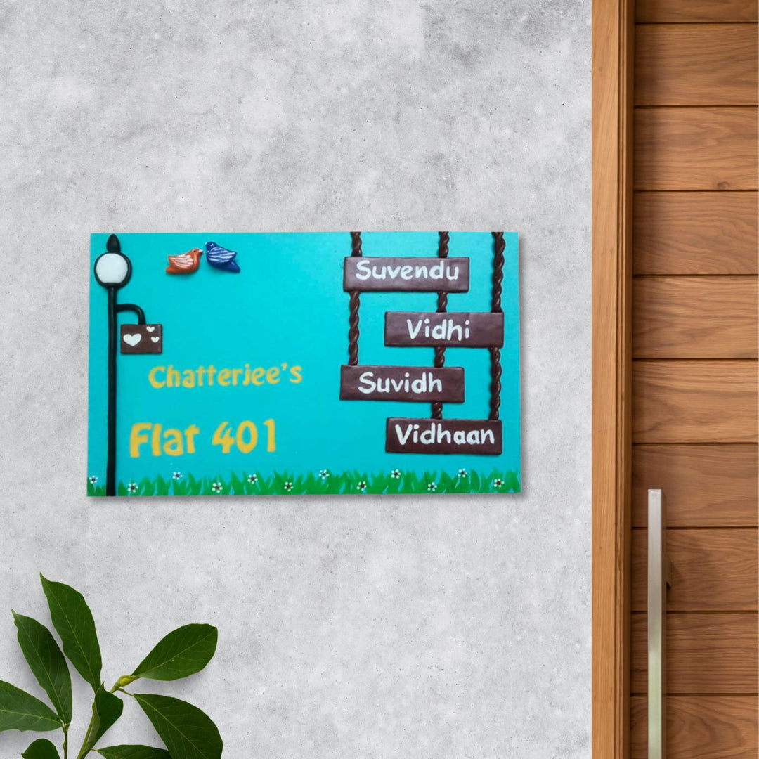 Handmade Simple Family Personalised Name Plate - Mounted on Exterior Wall Near Door
