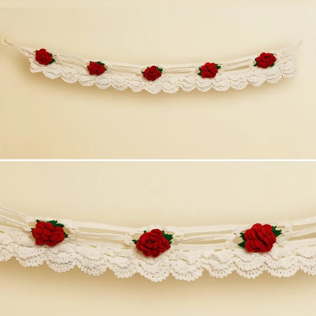 38 In | Handmade Decorative Red Rose Crochet Toran