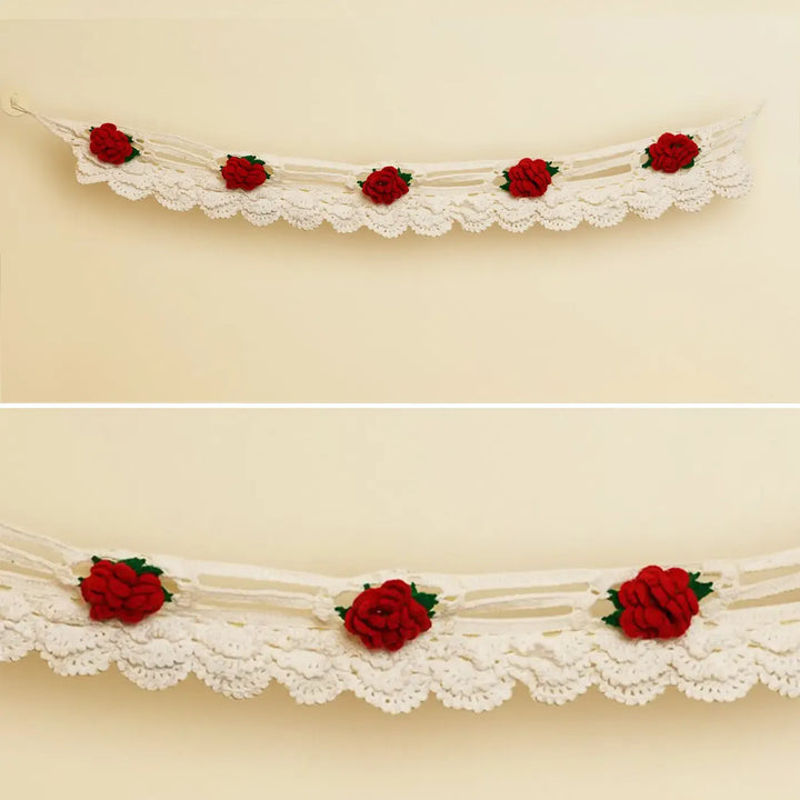38 In | Handmade Decorative Red Rose Crochet Toran
