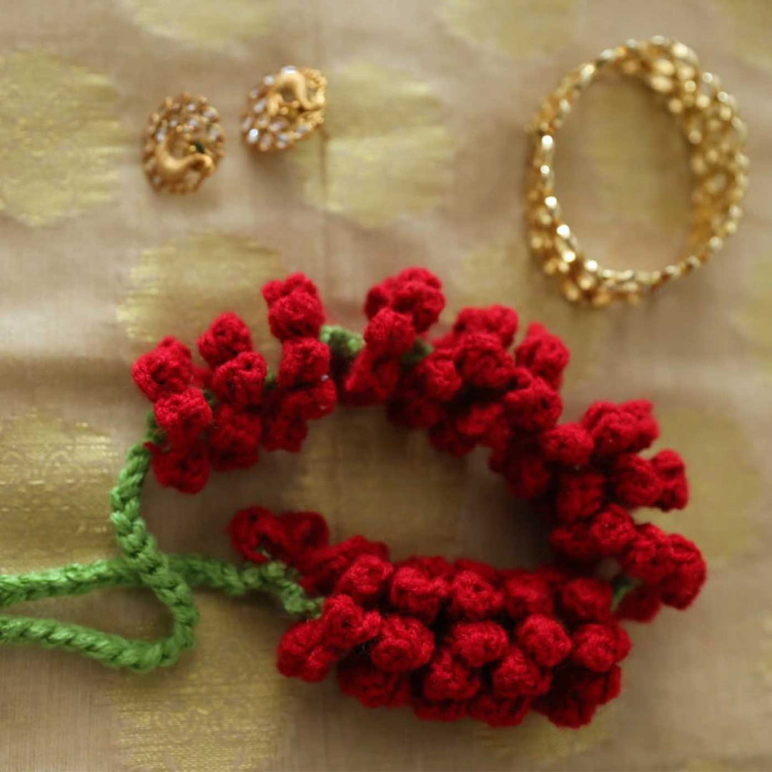 Handmade Crochet Gajra Design Acrylic Yarn Head Band