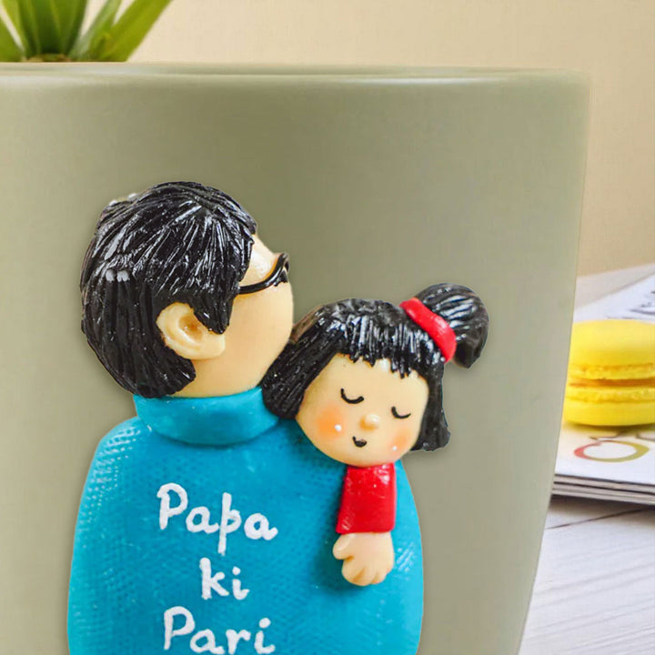 Personalized Hand-Painted Polymer Clay Papa And Daughter Theme Ceramic Mug