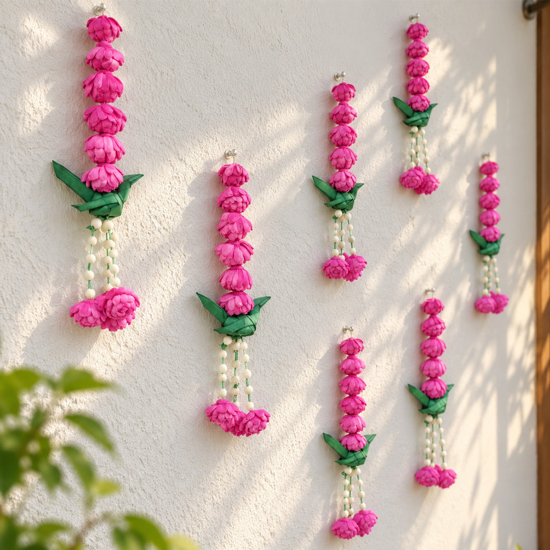2 Pc | Handmade Magenta Aura Shola Flower Hangings