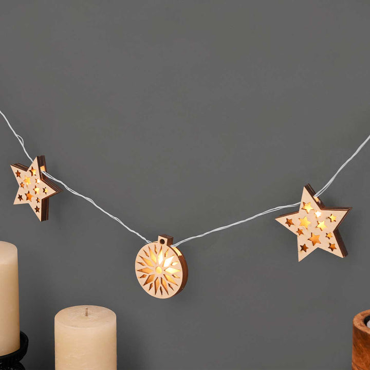 3 m, 14 Bulbs | Decorative Birch Wood Joel Gift & Tree LED Fairy Light