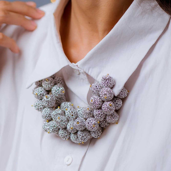Handmade Crochet Silver Devi Necklace