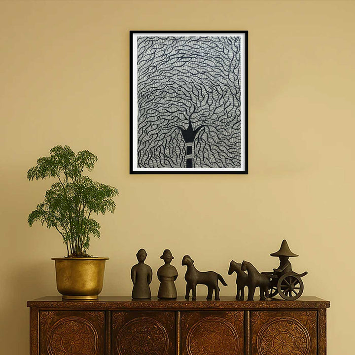 22 x 30 Inch | The Eternal Tree | Original Hand Painted Madhubani Painting | Natural Pigments On Paper