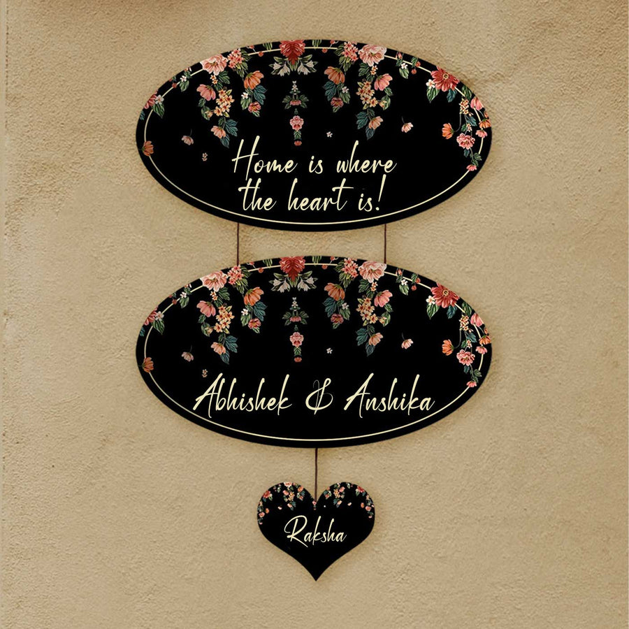 Elegant Oval Printed Wooden Nameplate - Mounted on Exterior Wall Display