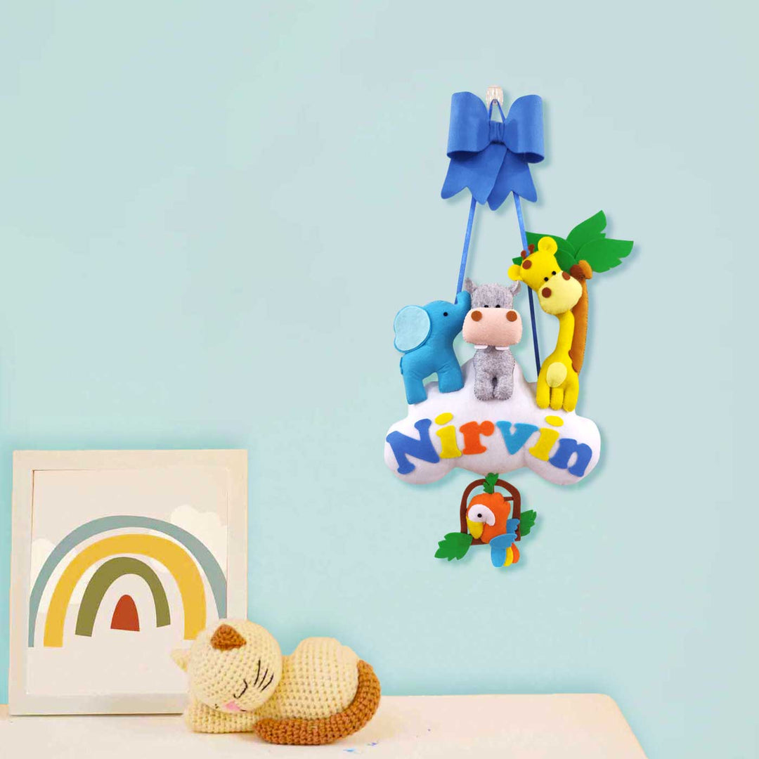 Personalized Handmade Animals In Tropical Island Theme Felt Kids Name Plate