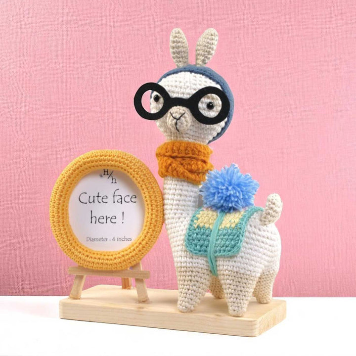 Handmade Crochet Geeky Llama Photo Frame for Kids
