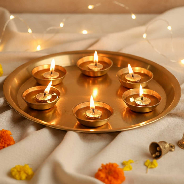 6 Pc | Jyot Design Brass Diyas