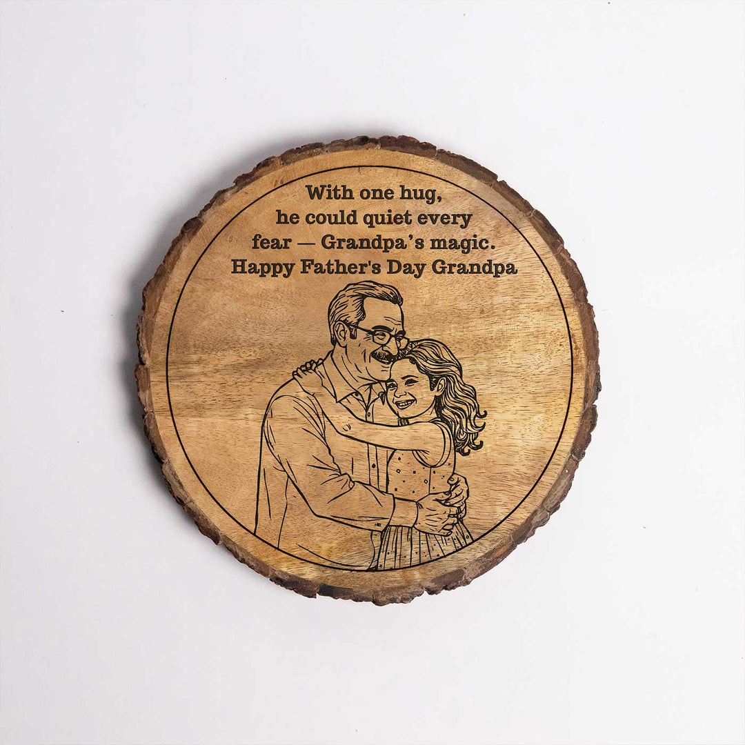 Personalized Hand Carved Engraved Grandpa And Child Theme Wooden Decorative Plaque
