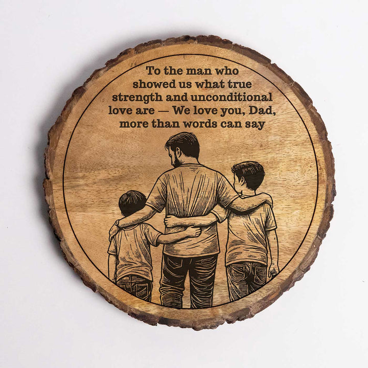 Personalized Hand Carved Engraved Dad And Children Theme Wooden Decorative Plaque