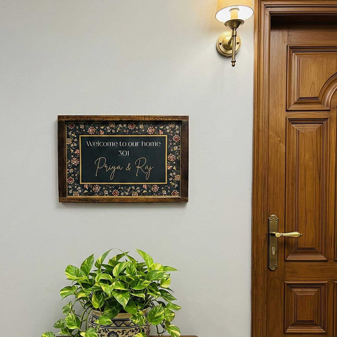 Midnight Bloom Personalized Resin Wooden Frame Name Plate